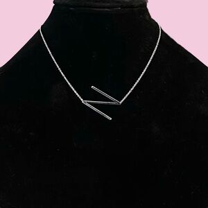 Cai silver tone sideway initial letter N necklace